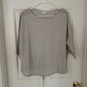 J.Jill Tan Striped Boho Top